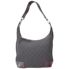 Vintage Gucci Monogram Gg Signature Hobo 868077 Black Canvas Shoulder Bag