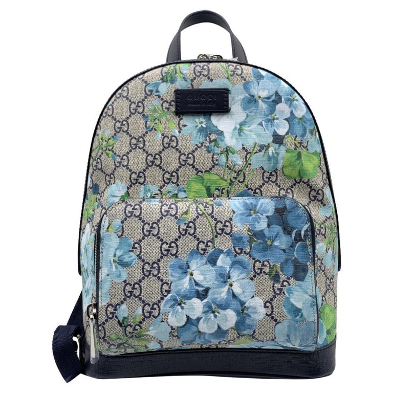 Gucci Monogram GG Supreme Blue Blooms Backpack Bag For Sale at 1stDibs