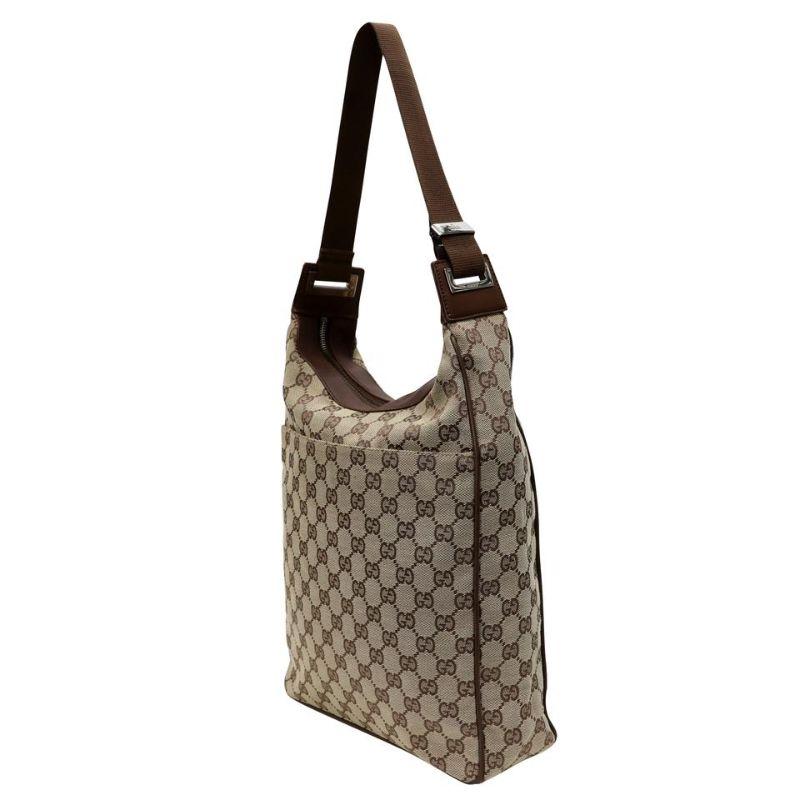 Gray Gucci Monogram GG Supreme Canvas Hobo Shoulder Bag GG-B0204P-0001 For Sale