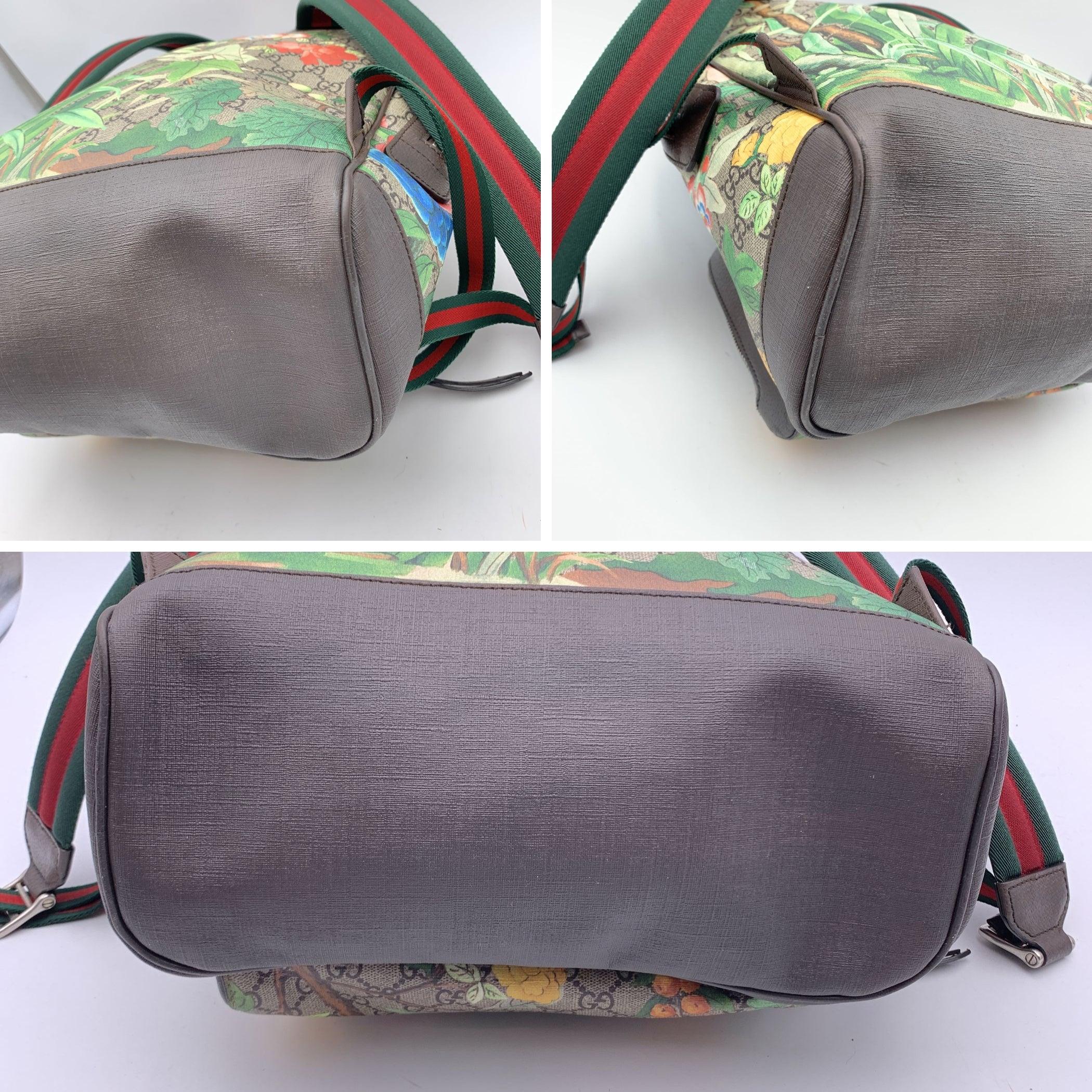 Gucci Monogram GG Supreme Canvas Tian Web Backpack Bag 1