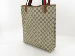 Gucci Monogram Gg Supreme Large Web Shopper 868051 Brown Coated Canvas Tote