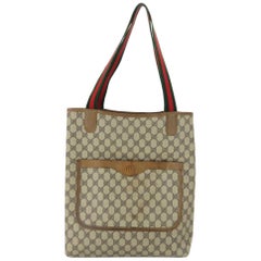 Gucci Monogram Gg Supreme Large Web Shopper 868051 Brown Coated Canvas Tote