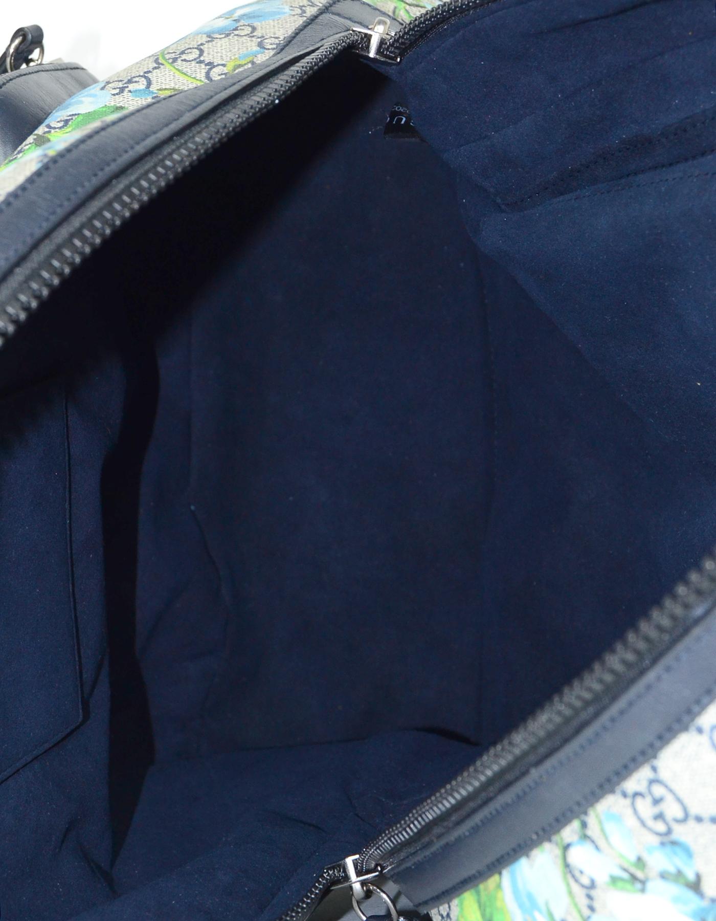 Gucci Monogram GG Supreme Medium Blue Blooms Backpack Bag 3