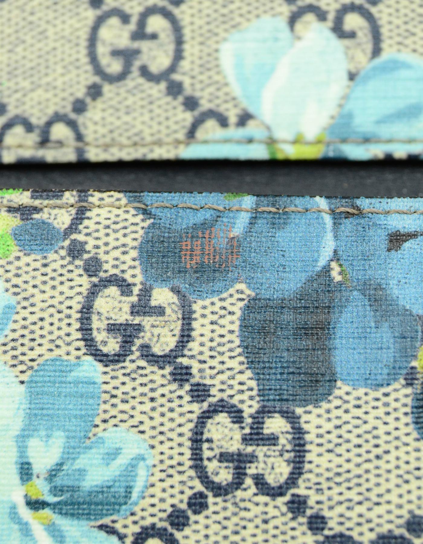 Gray Gucci Monogram GG Supreme Medium Blue Blooms Backpack Bag