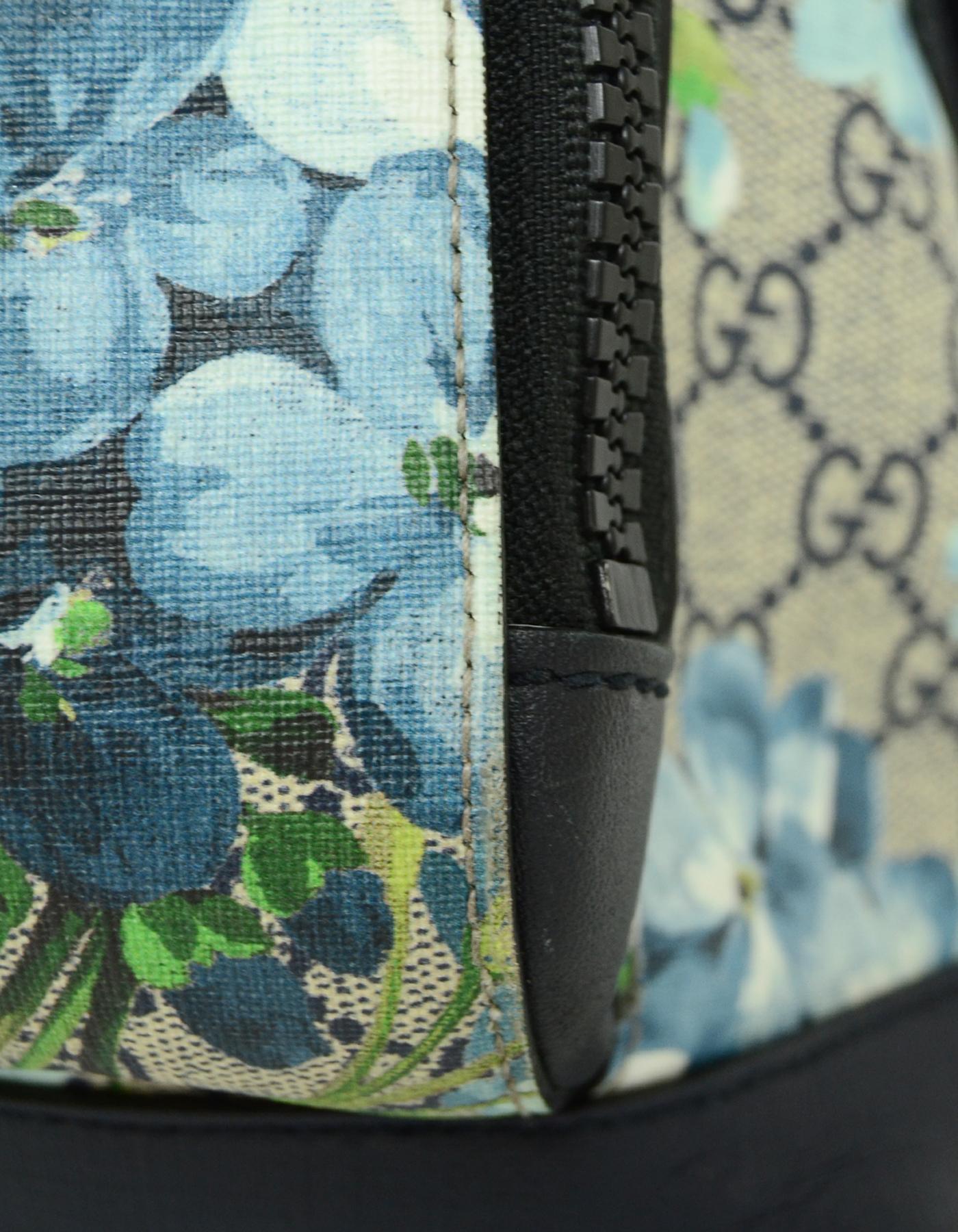 Women's or Men's Gucci Monogram GG Supreme Medium Blue Blooms Backpack Bag