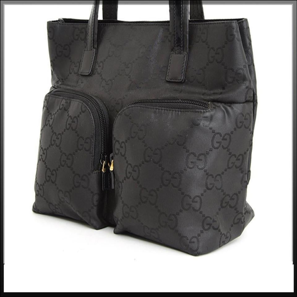 Gucci Monogram Gg Twin Pocket 233062 Black Nylon Tote For Sale 1