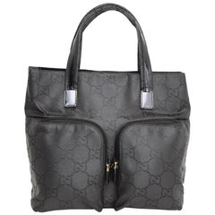 Gucci Monogram Gg Twin Pocket 233062 Black Nylon Tote