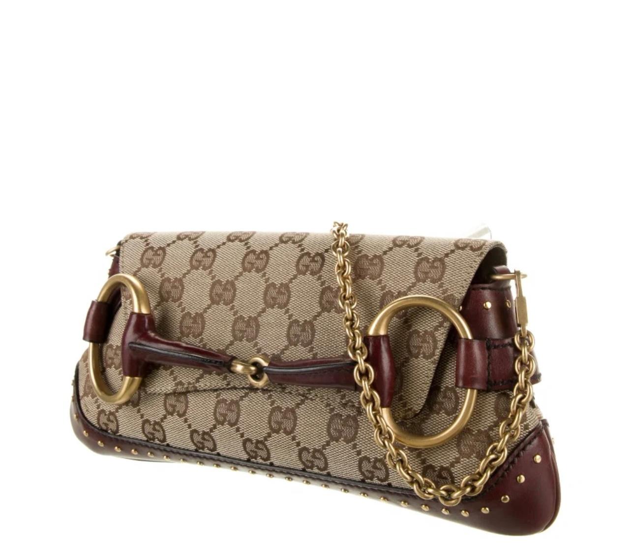 Gucci Monogram Horsebit Bag In Good Condition In New York, NY