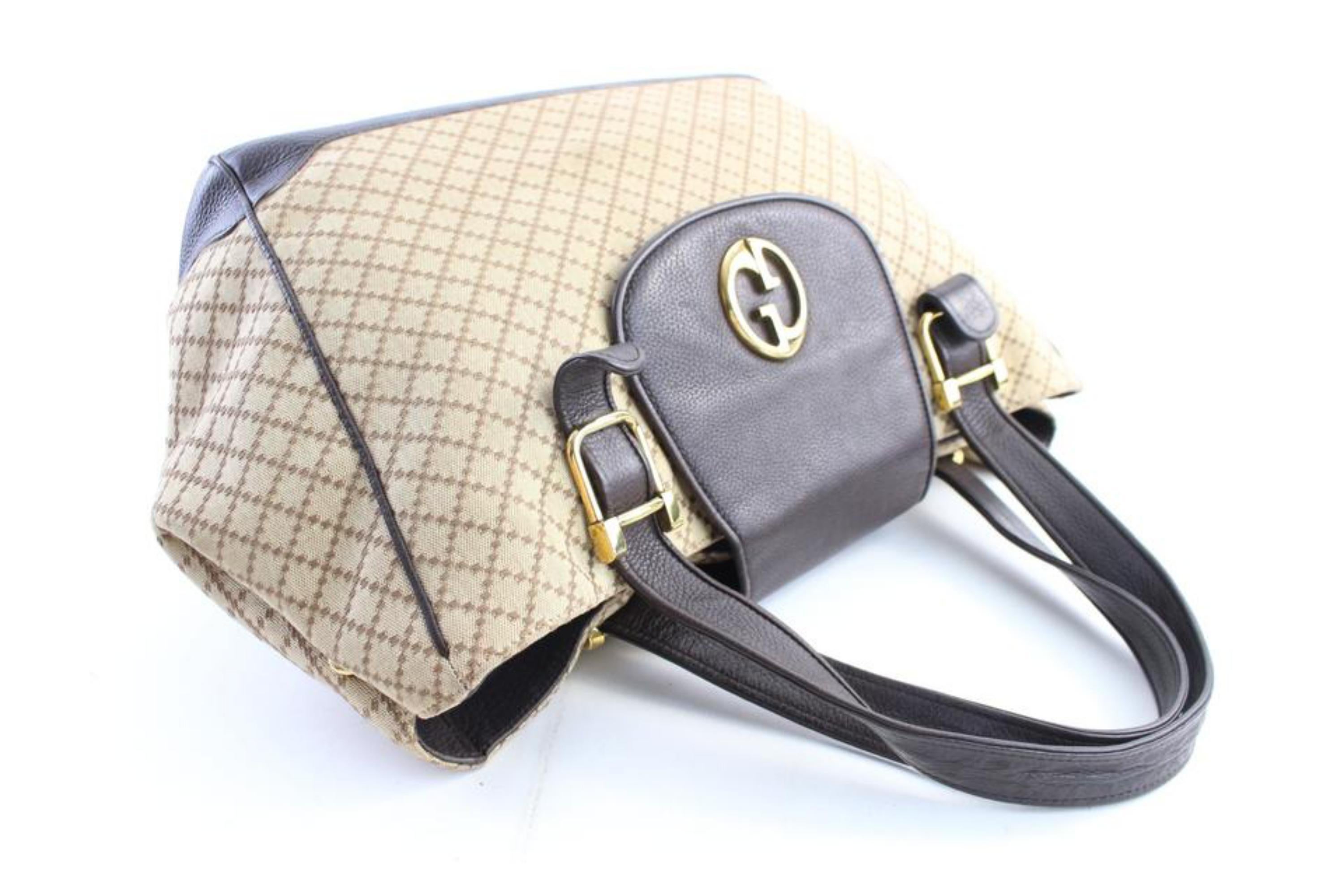 Gucci Monogram La Storia 22gr0222 Brown Canvas X Leather Shoulder Bag In Good Condition For Sale In Forest Hills, NY
