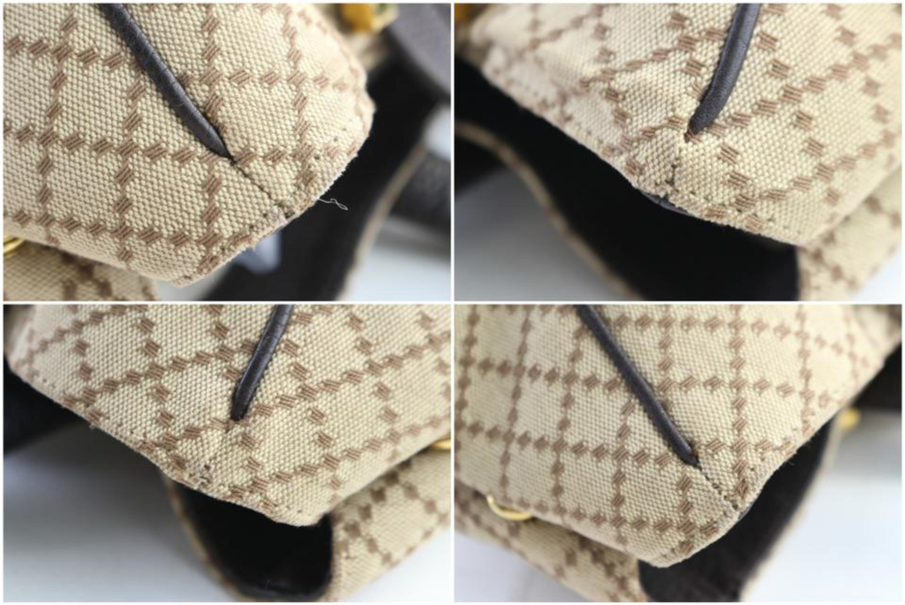 Women's Gucci Monogram La Storia 22gr0222 Brown Canvas X Leather Shoulder Bag For Sale