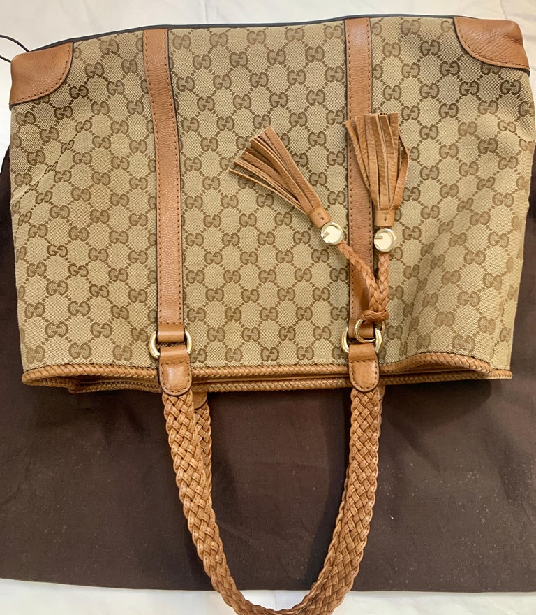 GUCCI Large GG Charm Tote in Monogram Canvas and Brown Leather - More Than  You Can Imagine