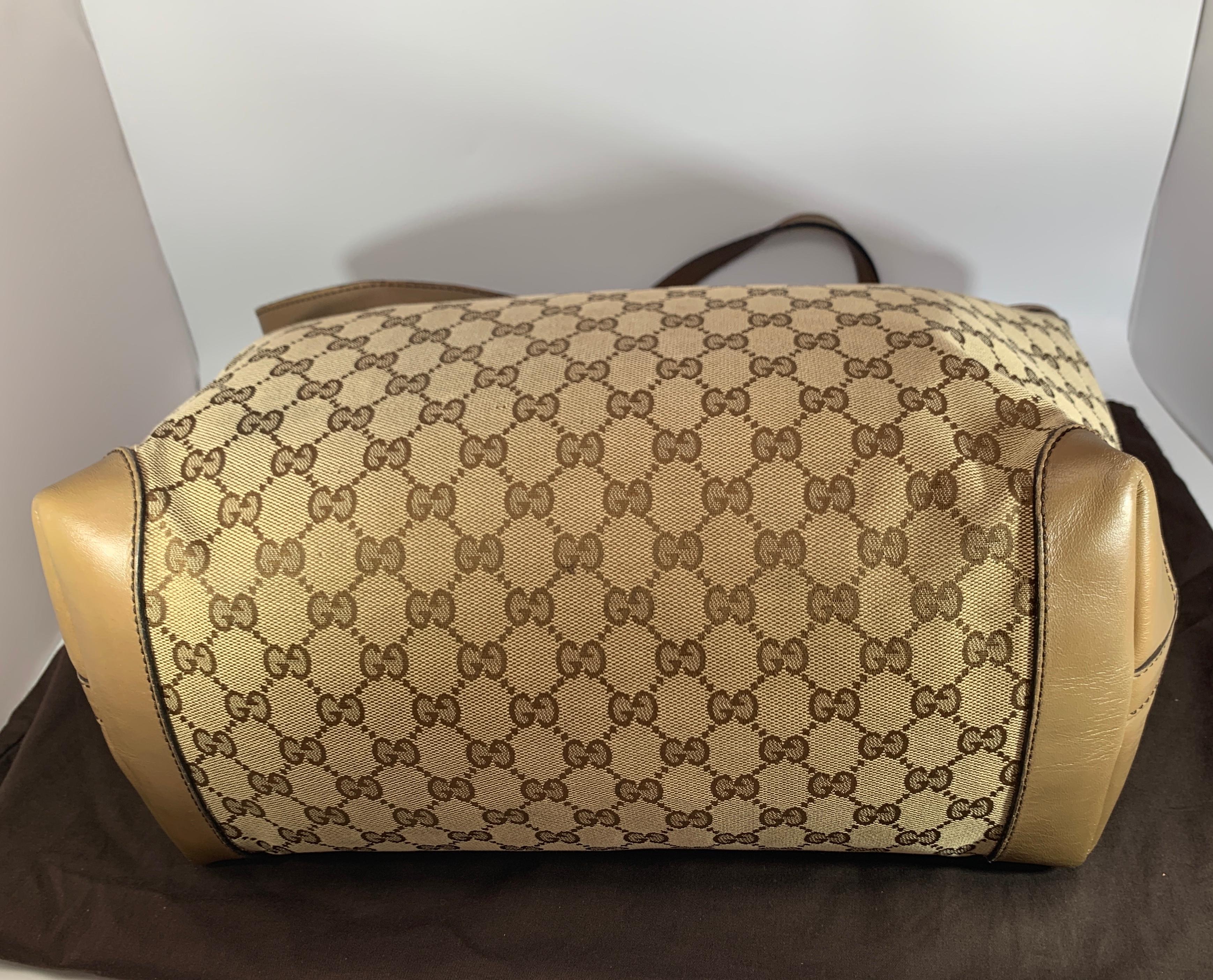 Brown GUCCI Monogram Large Original Tote Tan With  Pouch, Like Neverfull