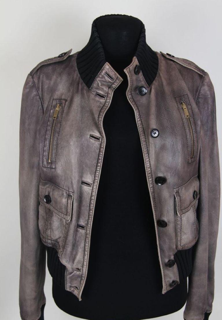 Gucci Monogram Leather Jacket In Good Condition For Sale In Алматинский Почтамт, KZ