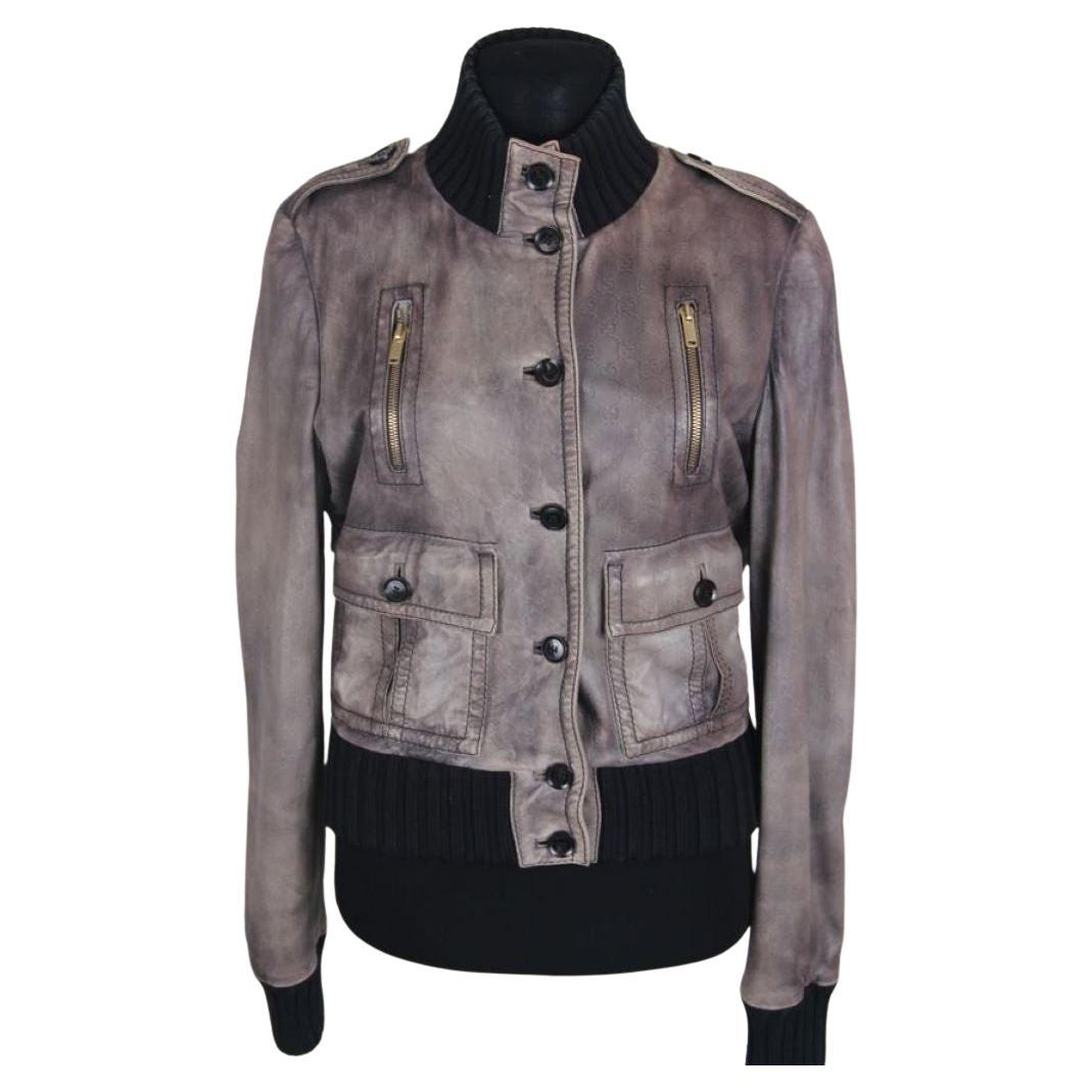 Gucci Monogram Leather Jacket For Sale