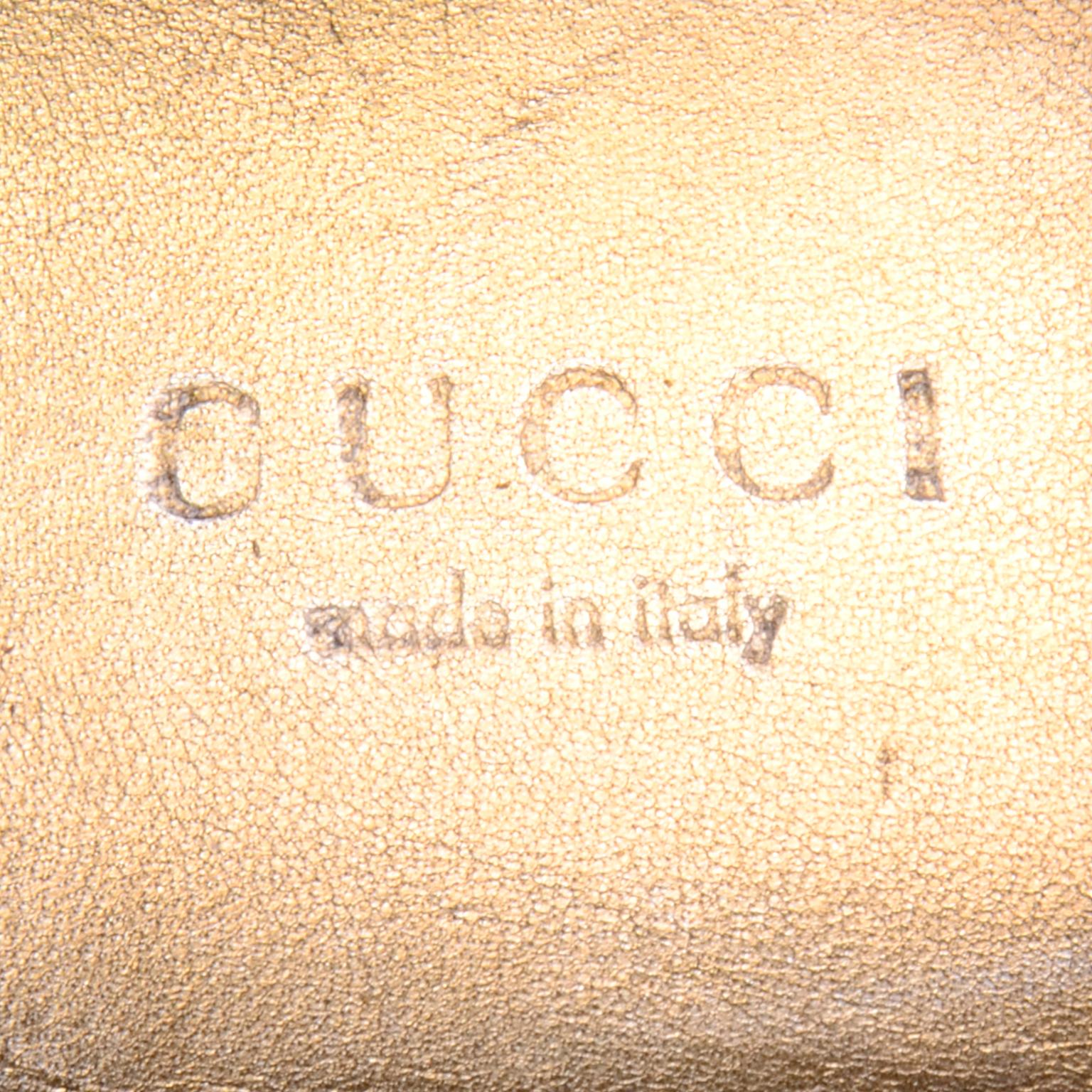 Gucci Monogram Logo Gold Sneakers Canvas & Leather Trainers w Box & Dust Bag 9