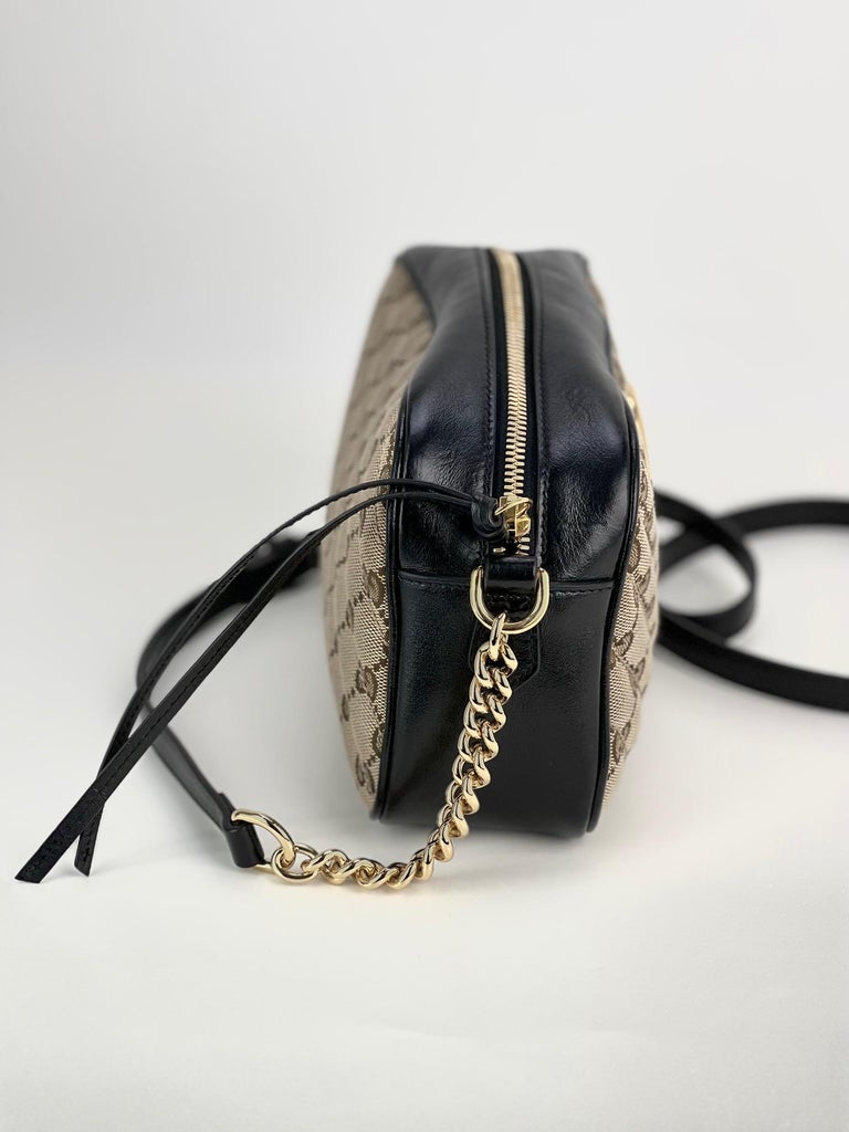 GUCCI Monogram Matelasse Diagonal Small GG Marmont Chain Shoulder Bag