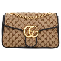 Gucci Monogram Matelasse Medium GG Beige Marmont Shoulder Bag (443496)