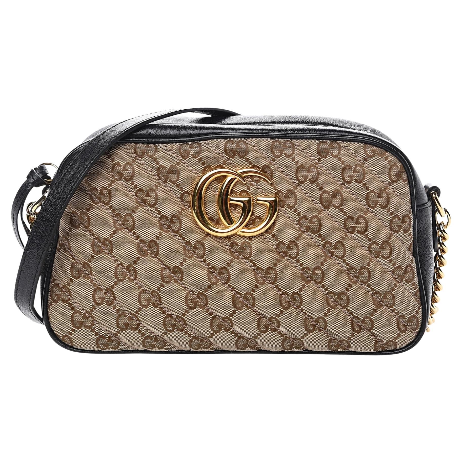 Gucci GG Marmont GG/Matelasse Shoulder Bag Small Beige/Ebony Canvas