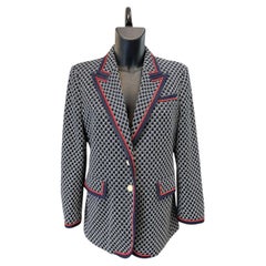 Gucci Monogram Midnight Blue Wool Blazer Size 46