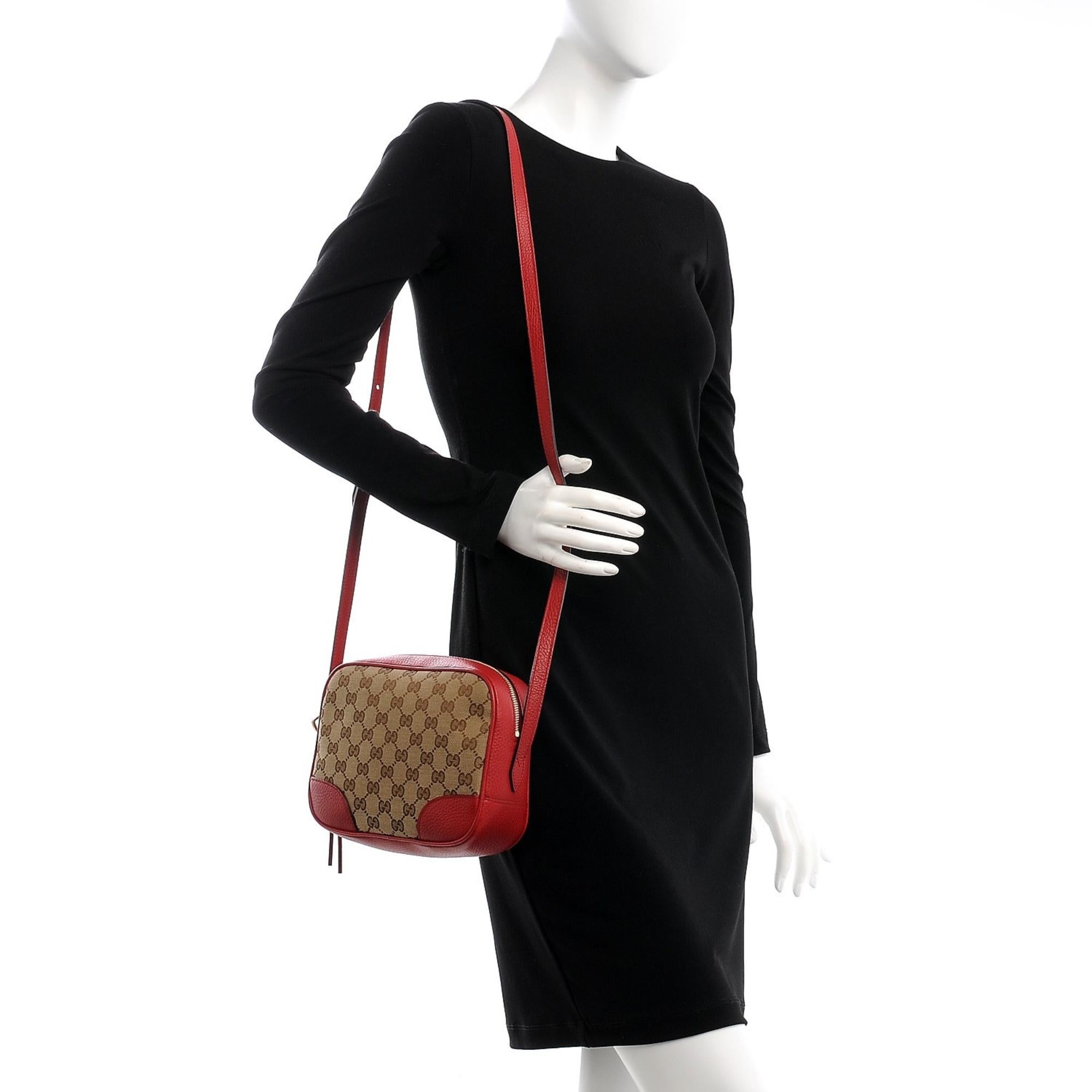 Women's or Men's Gucci Monogram Mini Bree Messenger Bag Ebony/Rosso For Sale