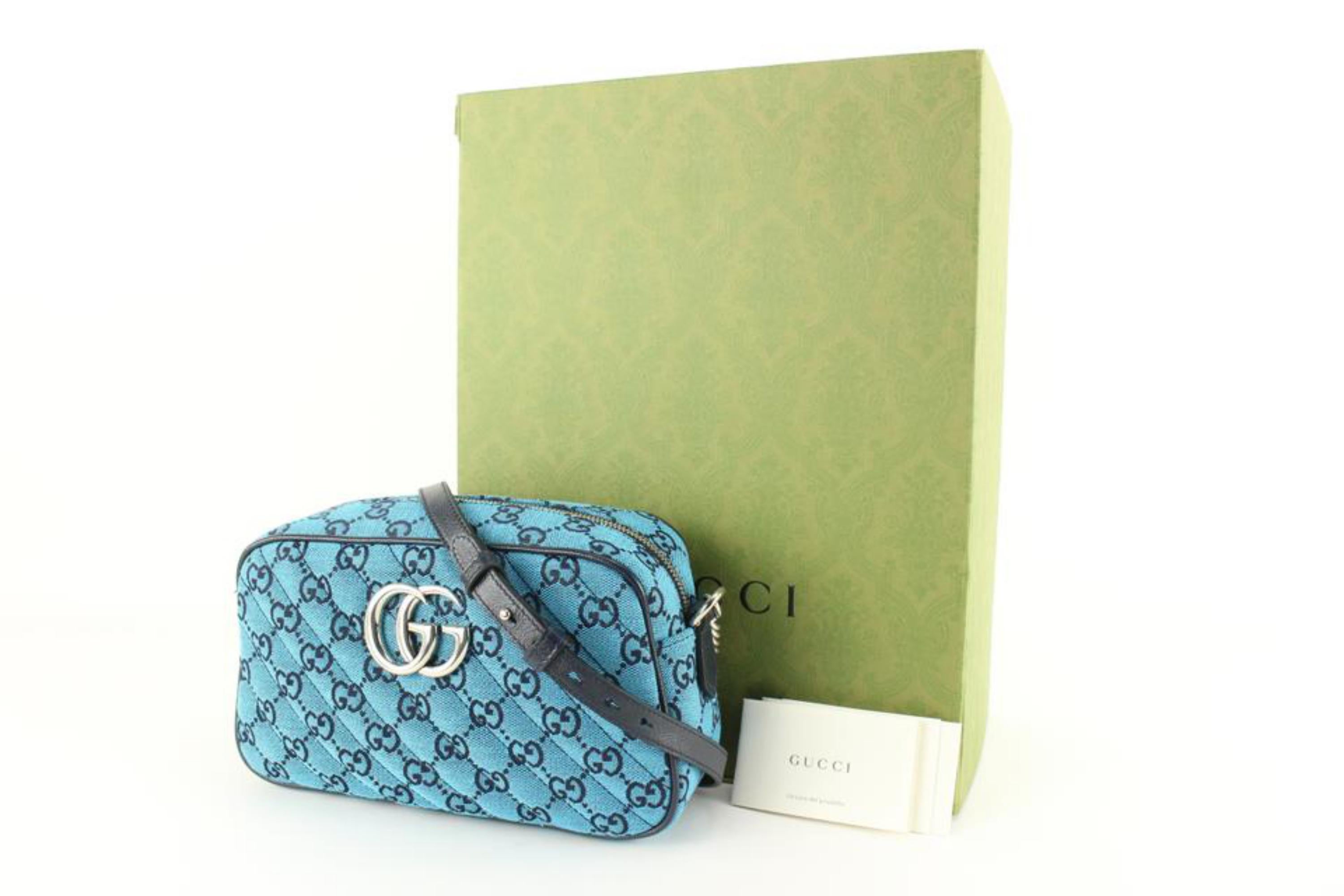 Gucci Monogram Multicolor Quilted Diagonal GG Marmont Camera Bag  91g826s 4