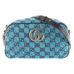 Gucci Monogram Multicolor Quilted Diagonal GG Marmont Camera Bag  91g826s