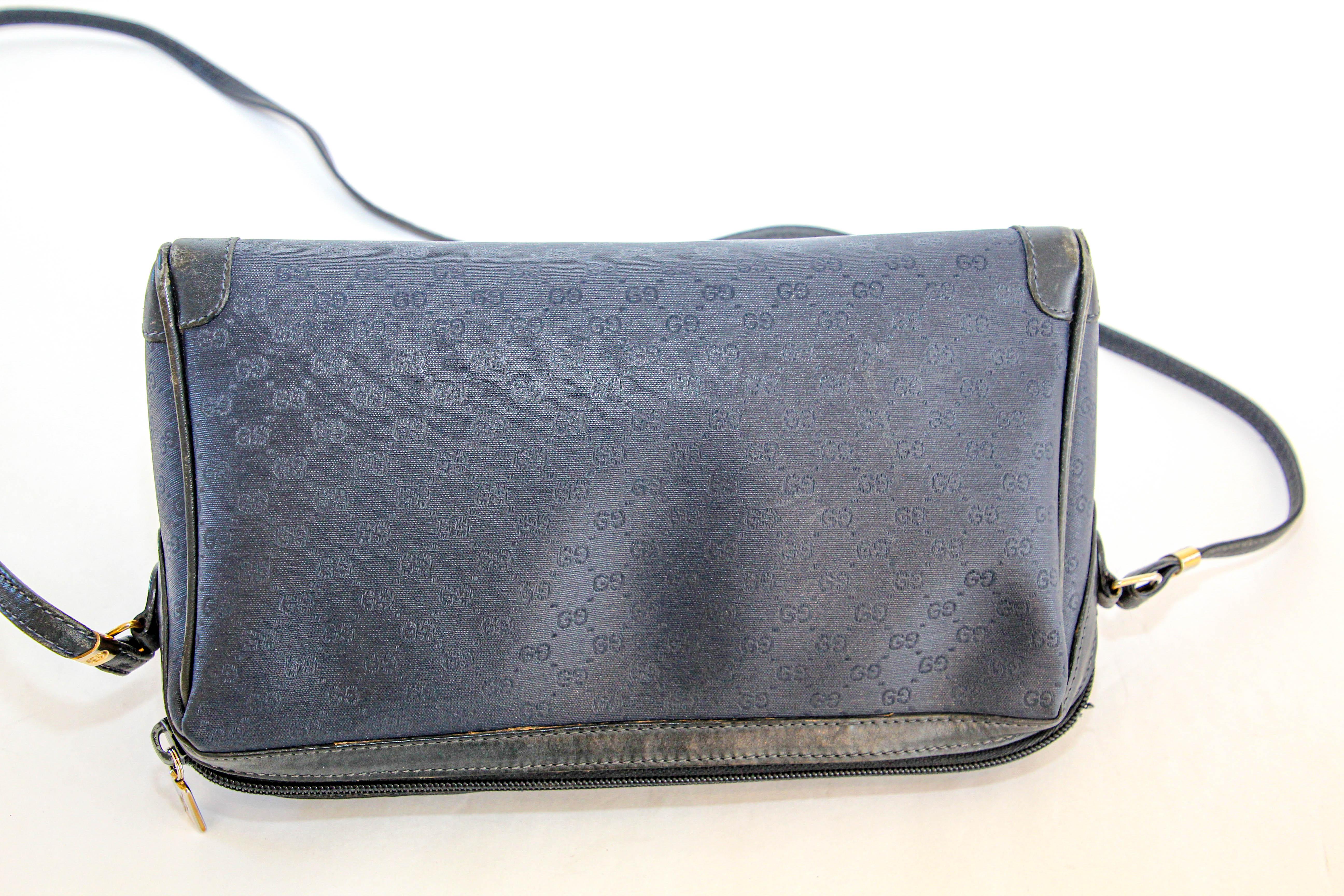 GUCCI Monogram Navy Handbag For Sale 7