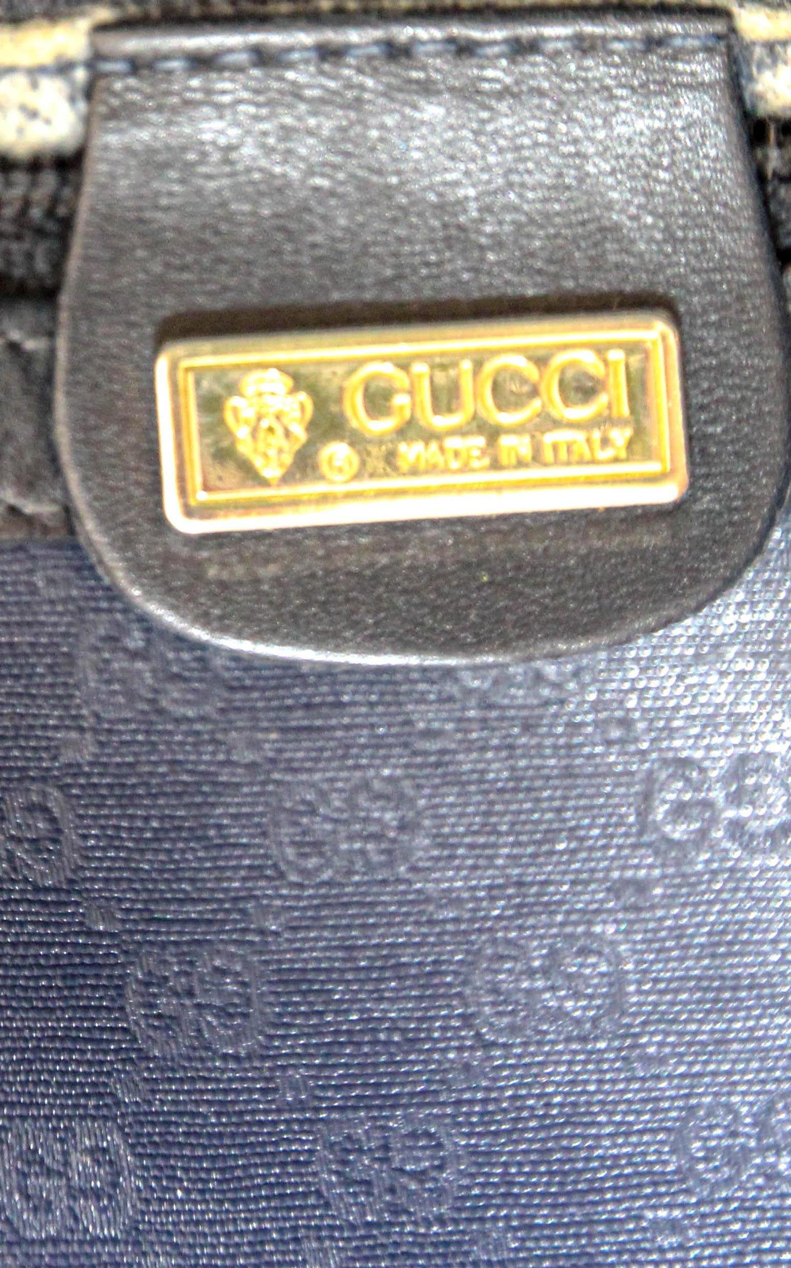 GUCCI Monogram Navy Handbag For Sale 9