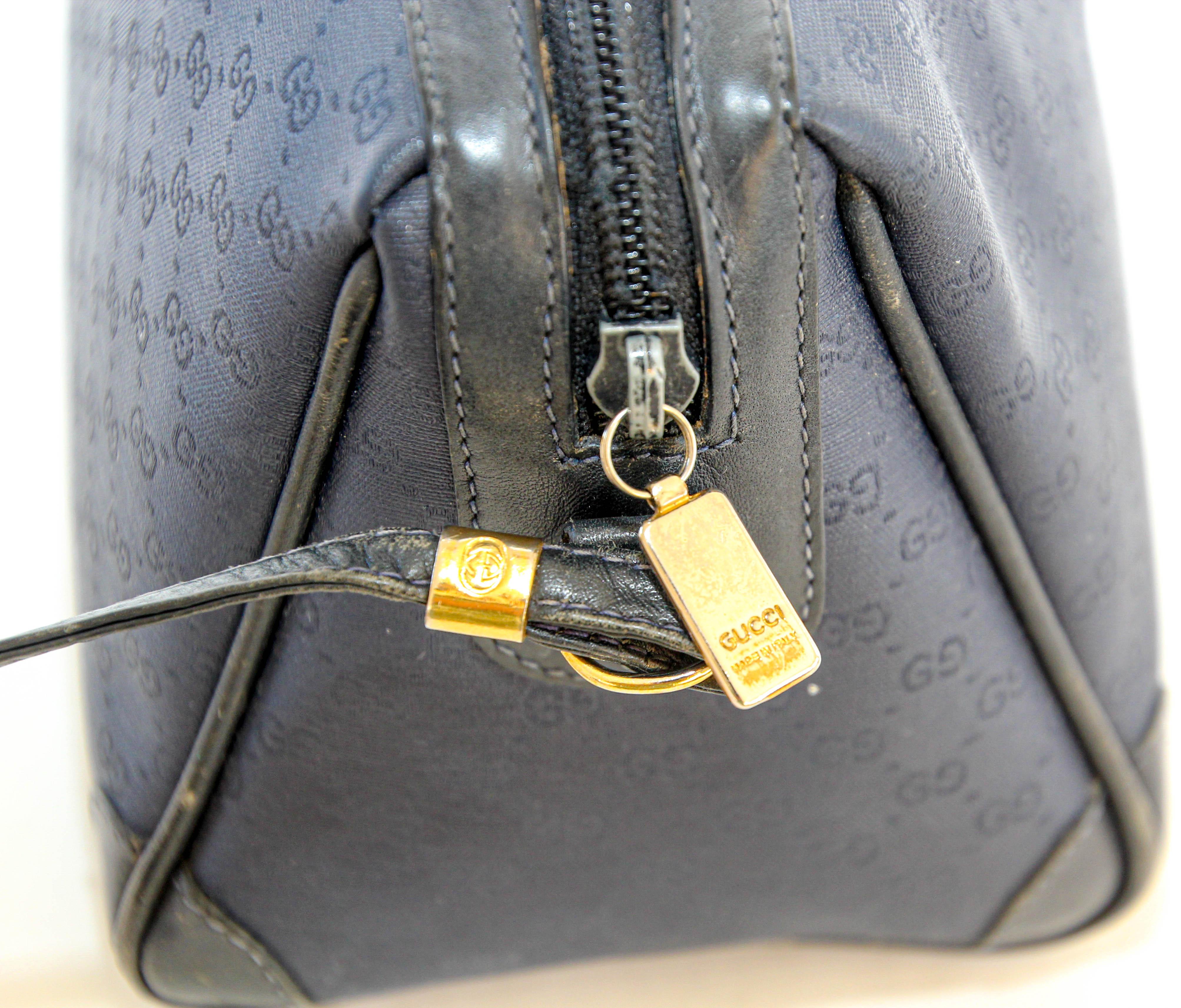 GUCCI Monogram Navy Handbag For Sale 11