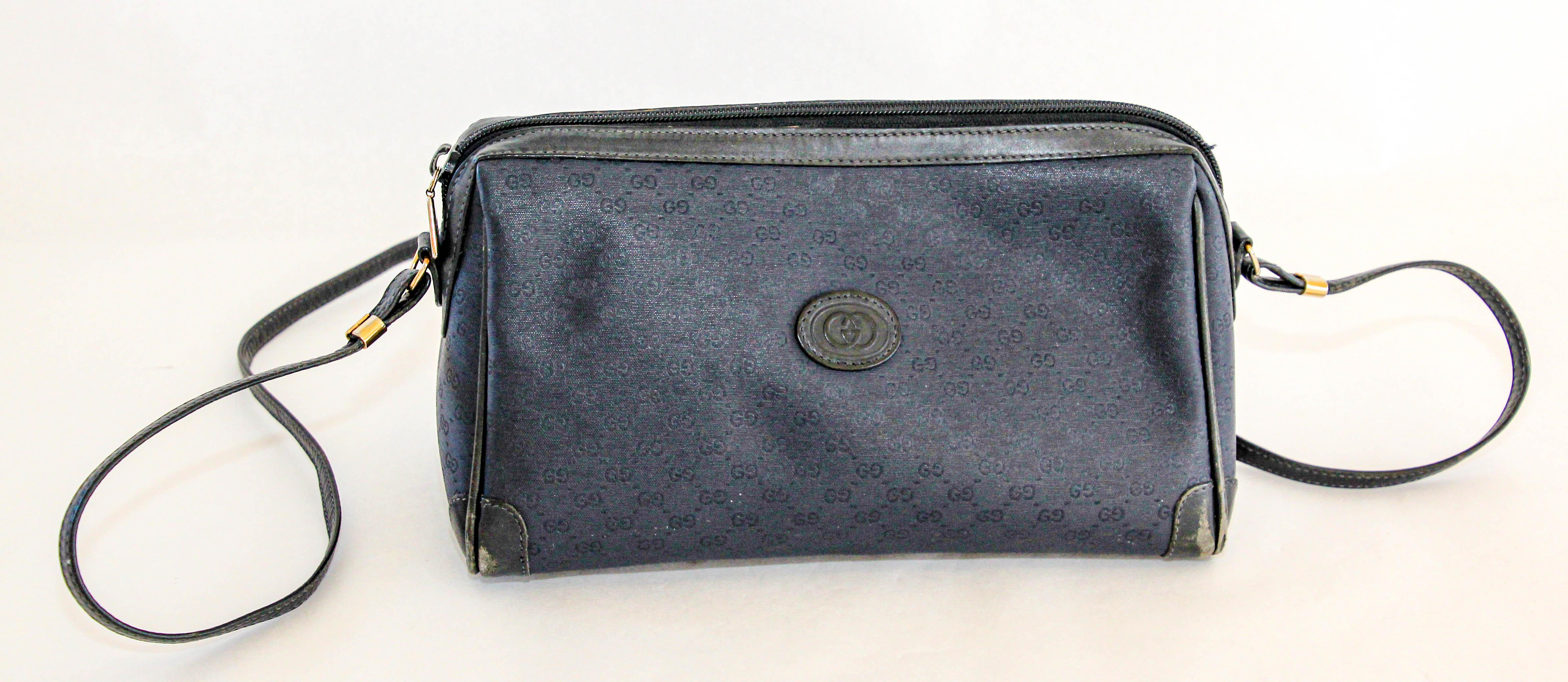 GUCCI Monogram Navy Handbag For Sale 14