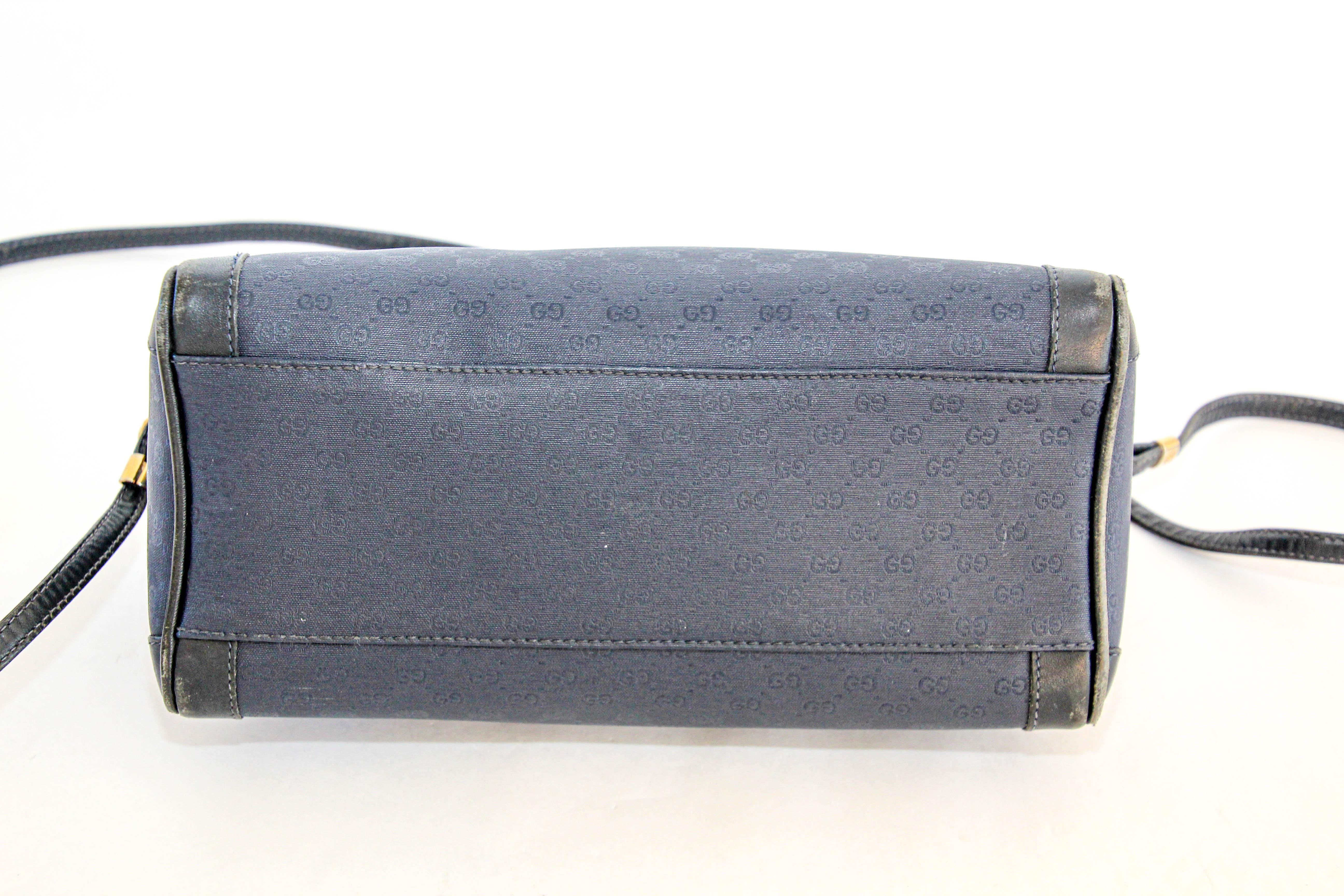 GUCCI Monogram Navy Handbag For Sale 3