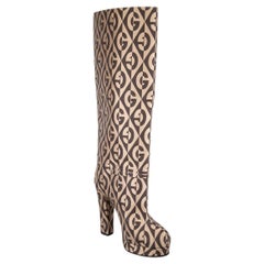 Gucci Monogram Patterned High Heel Boots Size IT 37.5