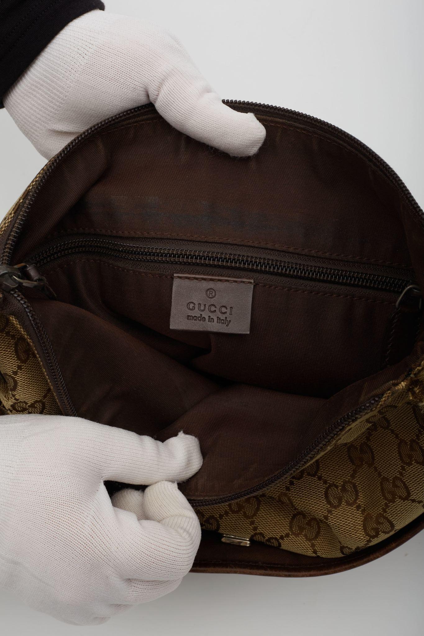Gucci Monogram Perforated Flat Messenger Bag Ebony For Sale 5
