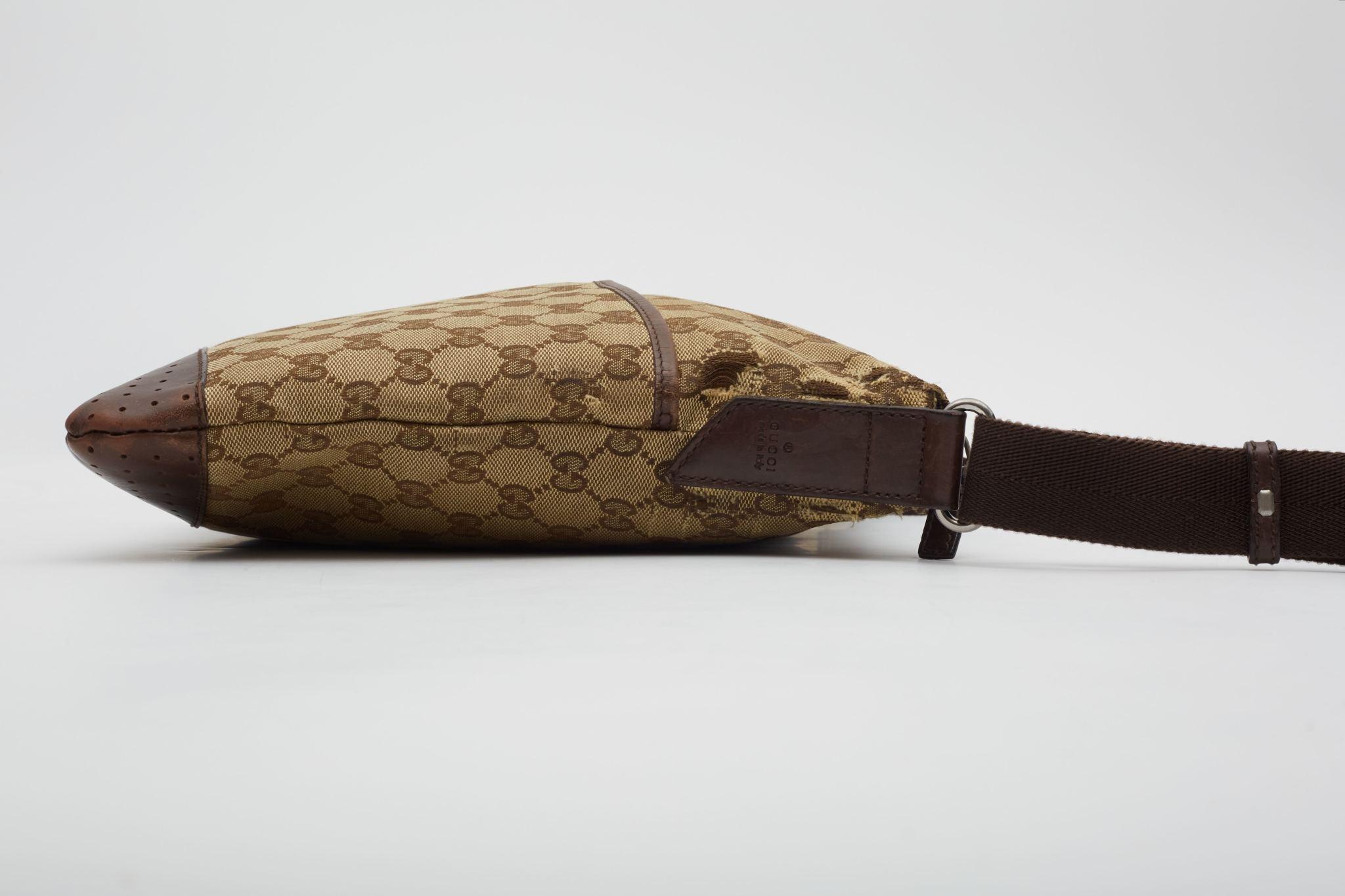 Women's Gucci Monogram Perforated Flat Messenger Bag Ebony For Sale