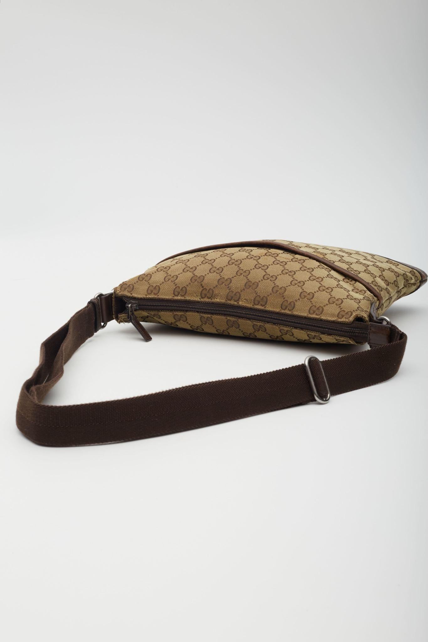 Gucci Monogram Perforated Flat Messenger Bag Ebony For Sale 2