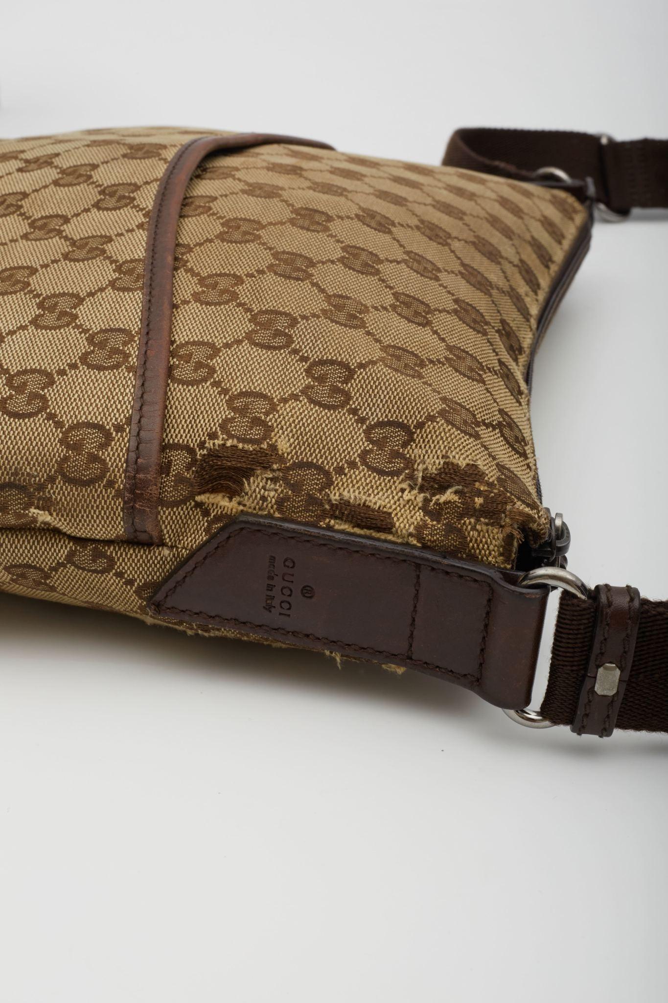 Gucci Monogram Perforated Flat Messenger Bag Ebony For Sale 3