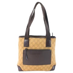 Vintage Gucci Monogram Pocket 03gz0709 Brown Coated Canvas Tote