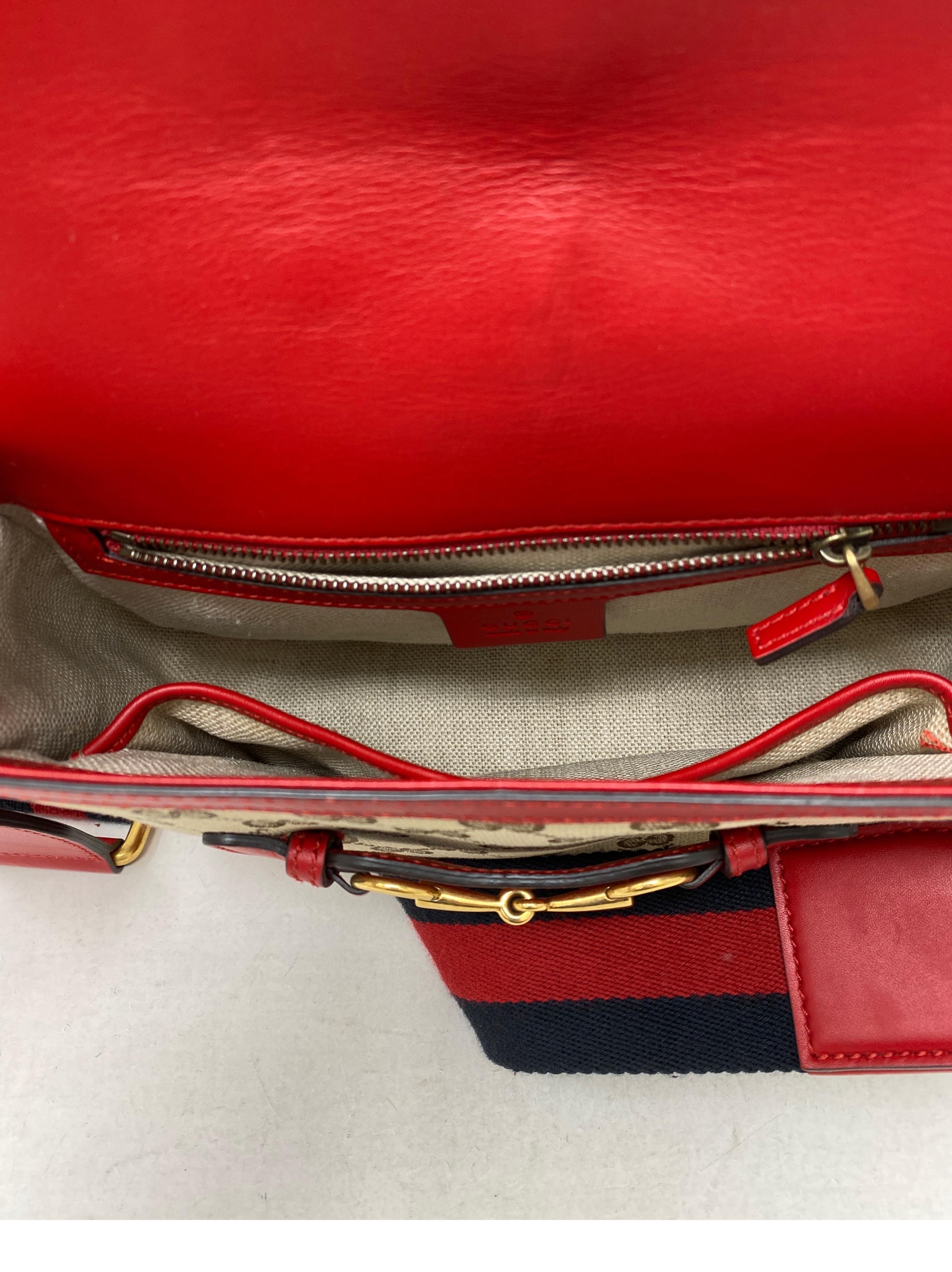 Gucci Monogram Red Leather Crossbody Bag 2