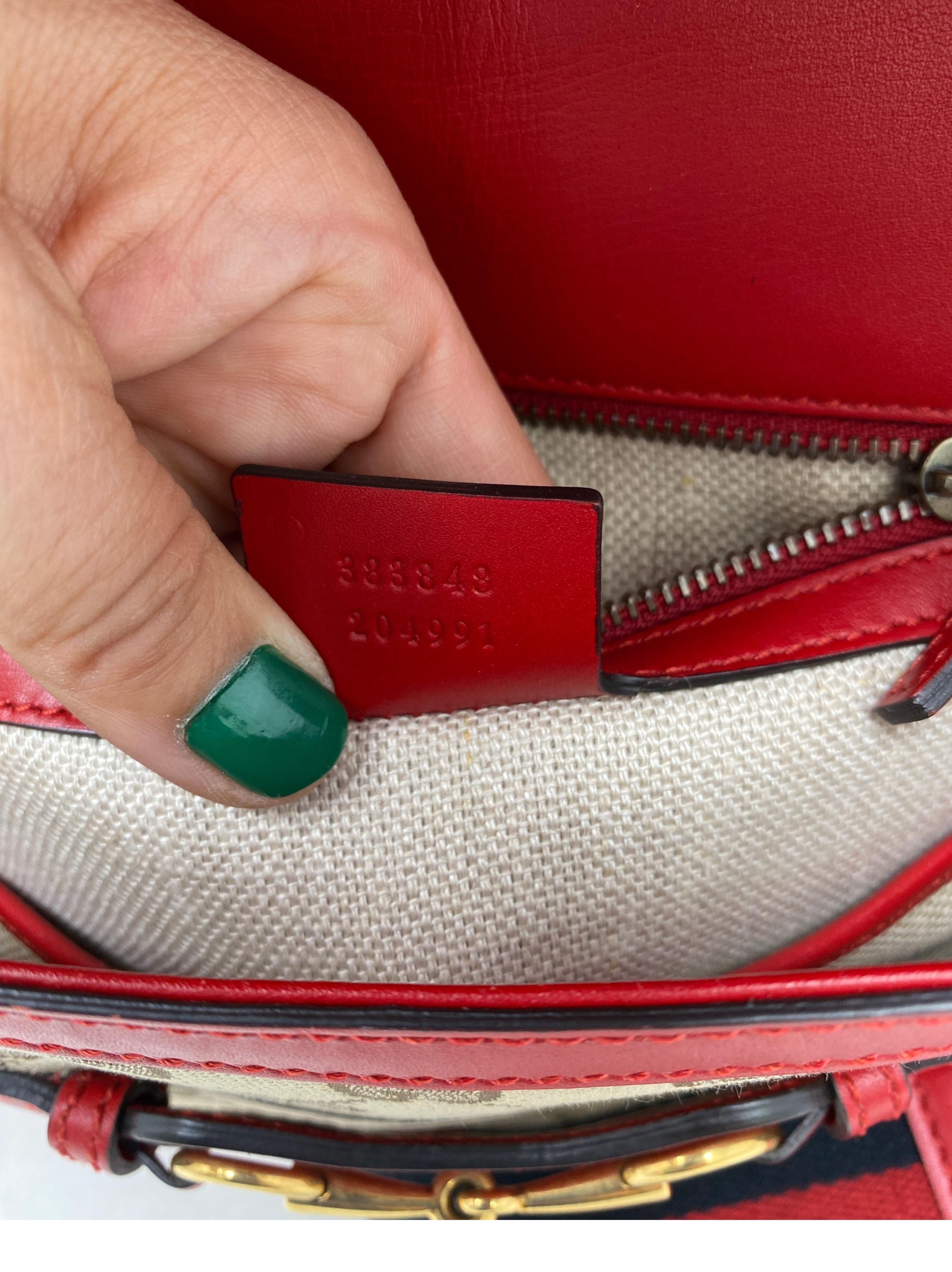 Gucci Monogram Red Leather Crossbody Bag 4