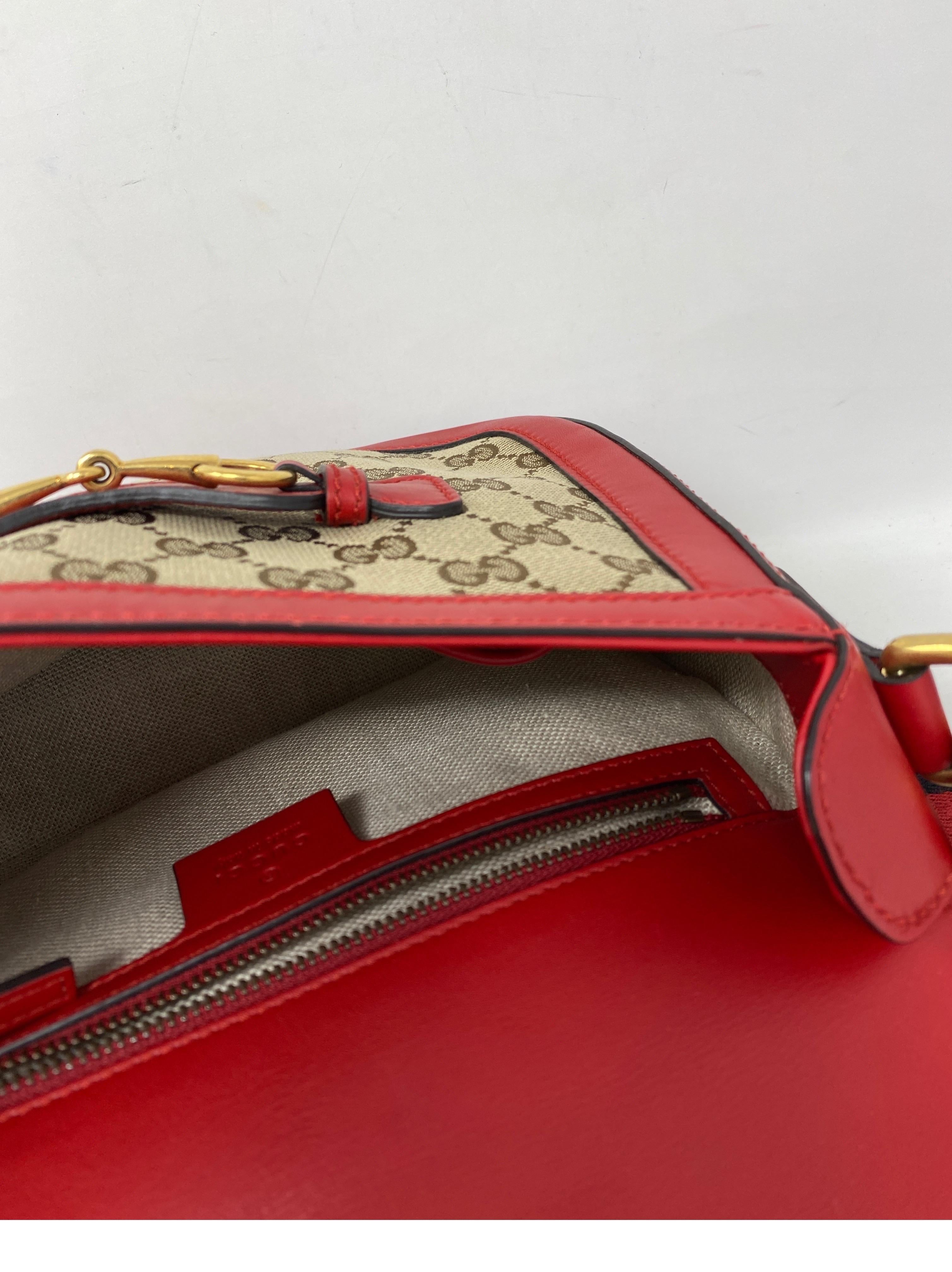 Women's or Men's Gucci Monogram Red Leather Crossbody Bag