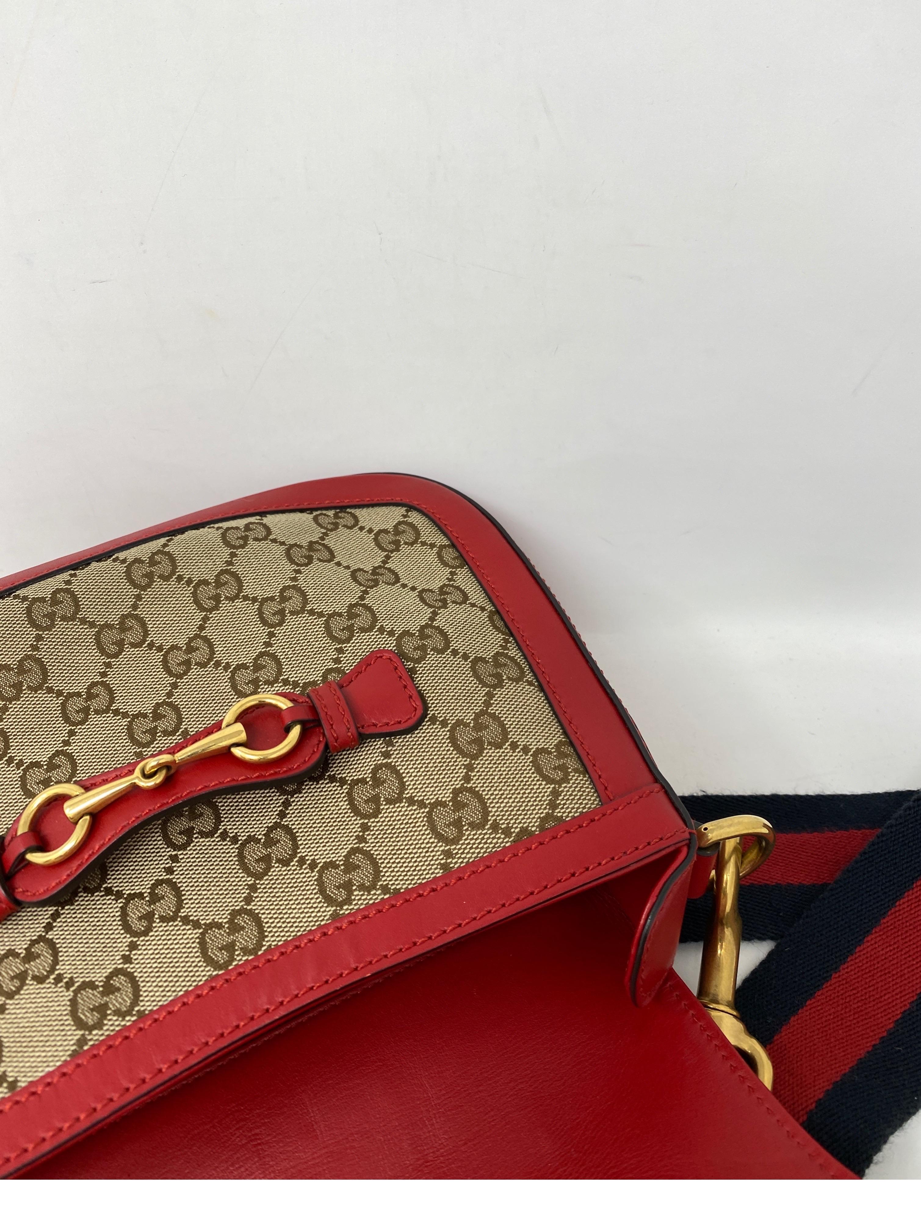 Gucci Monogram Red Leather Crossbody Bag 1