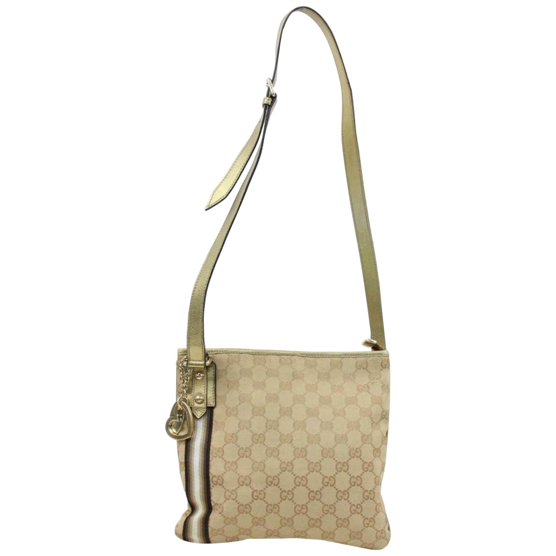 Gucci Monogram Sherry 870437 Beige Canvas Cross Body Bag For Sale