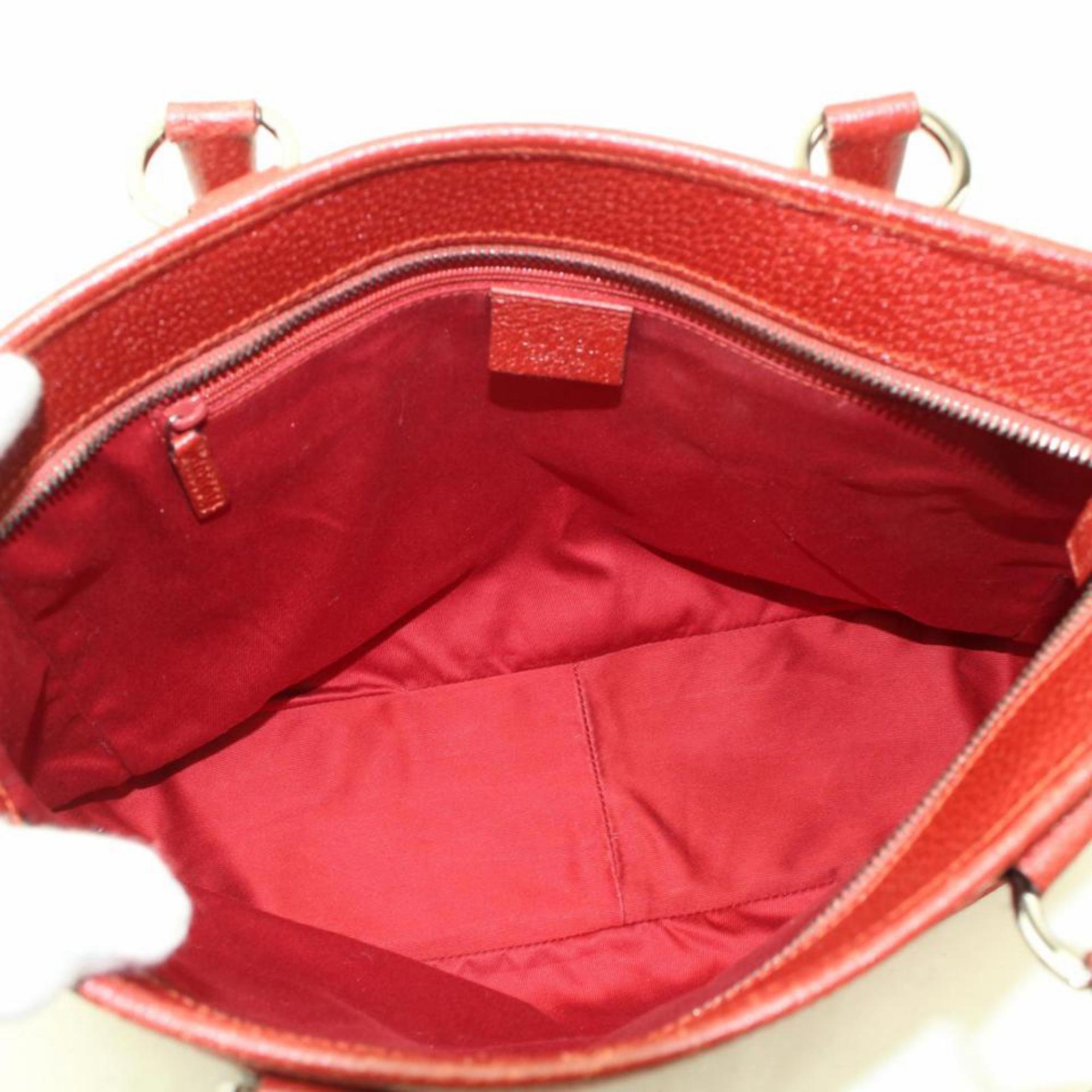Gucci Monogram Shopper 869897 Red Canvas Tote In Excellent Condition For Sale In Forest Hills, NY