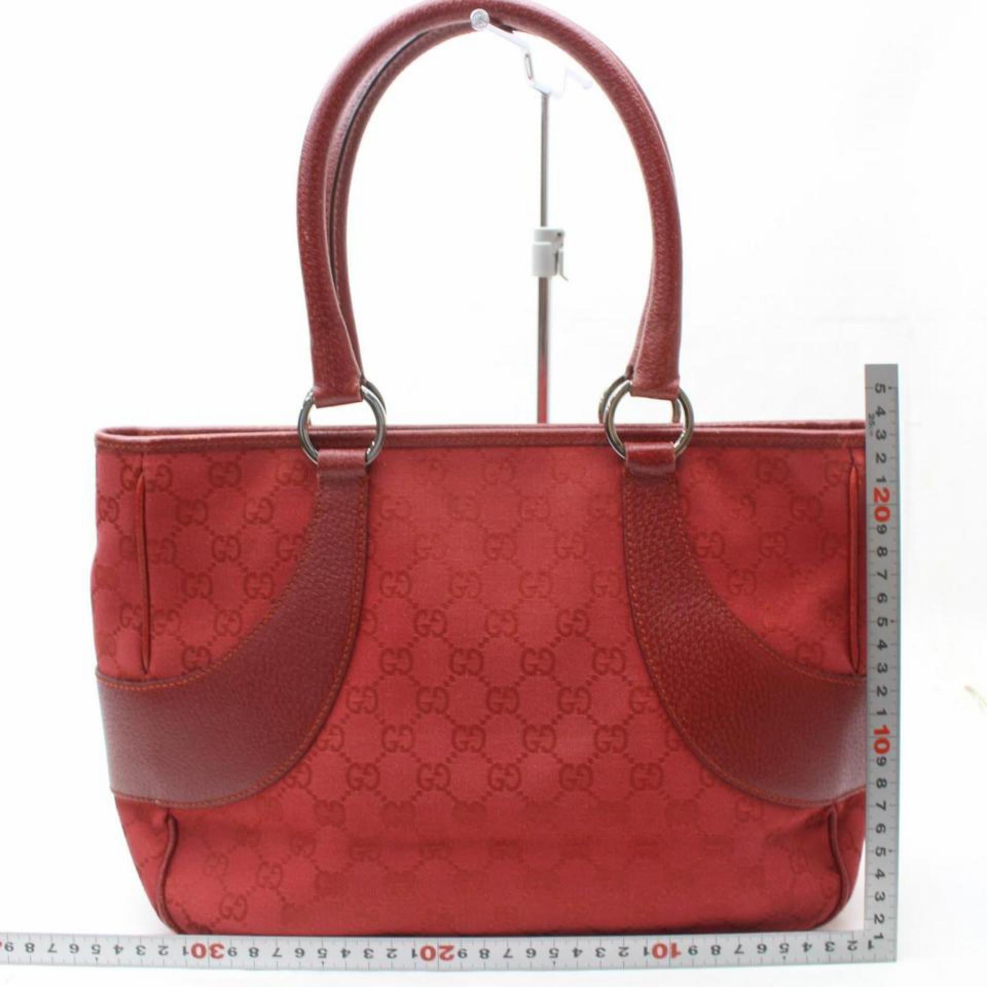 Gucci Monogram Shopper 869897 Red Canvas Tote For Sale 2