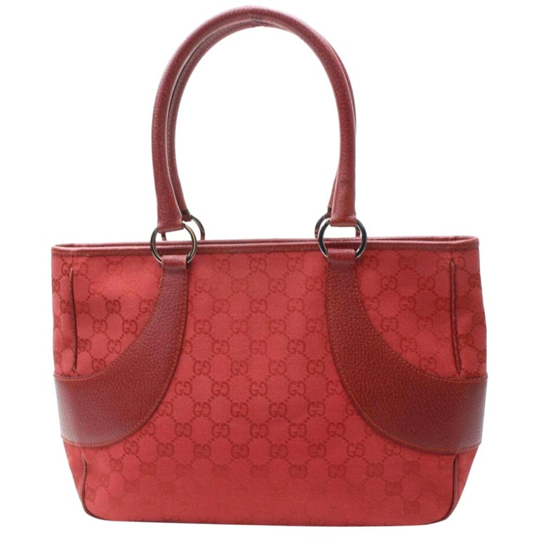 Gucci Monogram Shopper 869897 Red Canvas Tote For Sale at 1stDibs