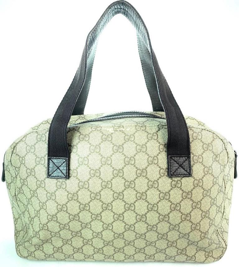 Gucci Monogram Signature Double Pocket Supreme Satchel 4GG910 In Good Condition For Sale In Dix hills, NY