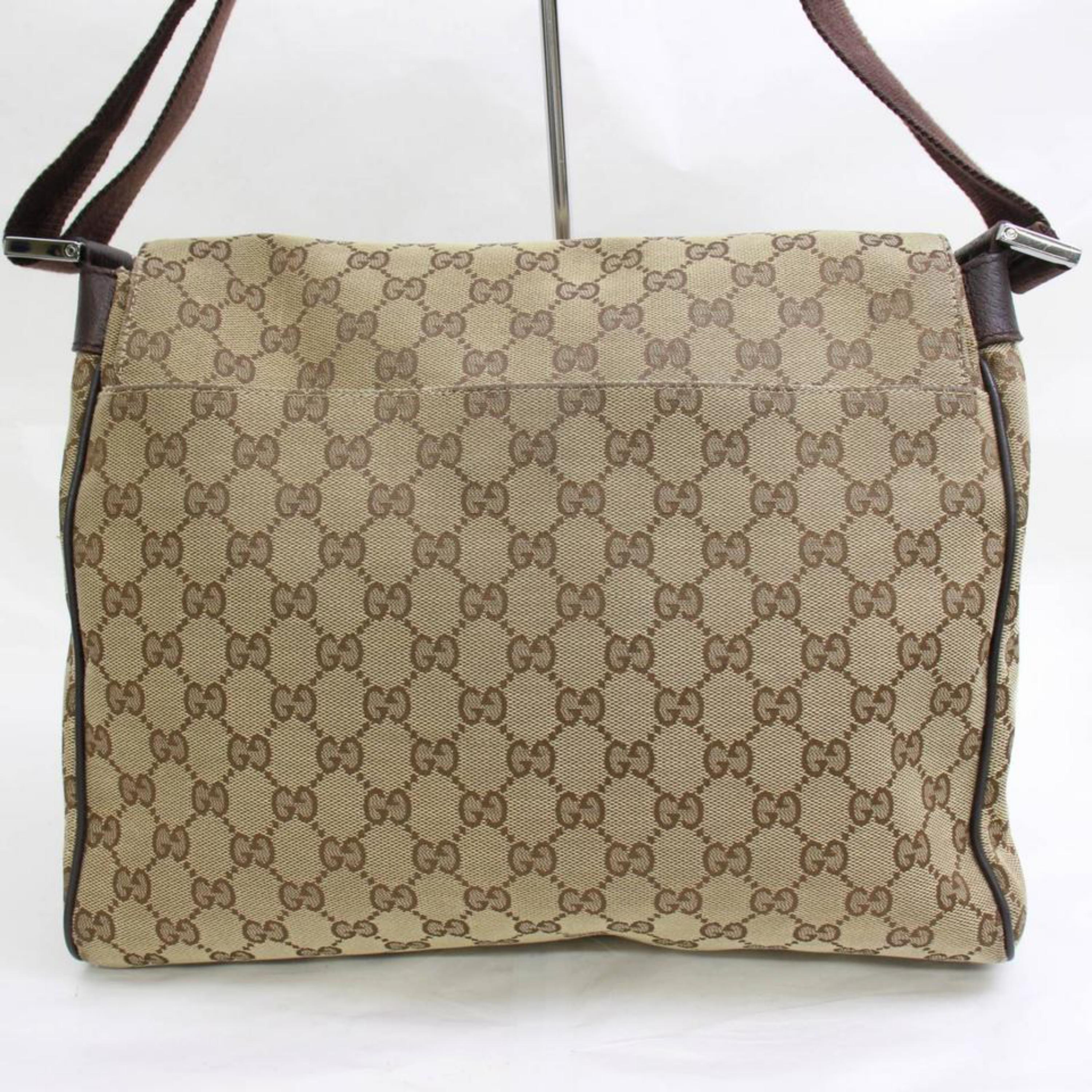 Gucci Monogram Signature Messenger 867749 Brown Canvas Cross Body Bag en vente 4