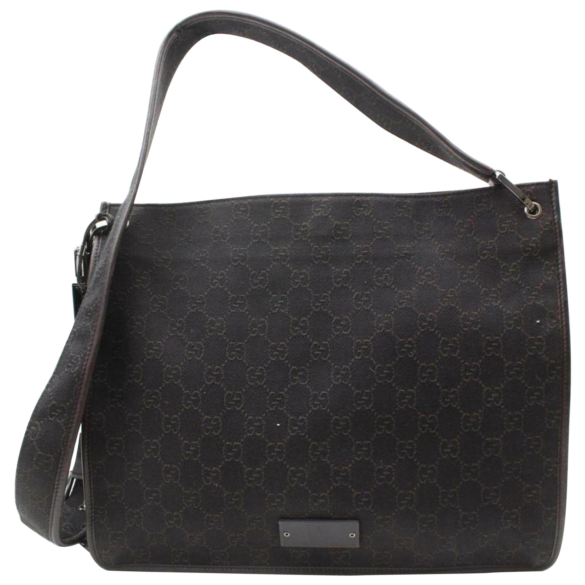 Gucci Monogram Signature Messenger 869979 Brown Canvas Shoulder Bag For Sale