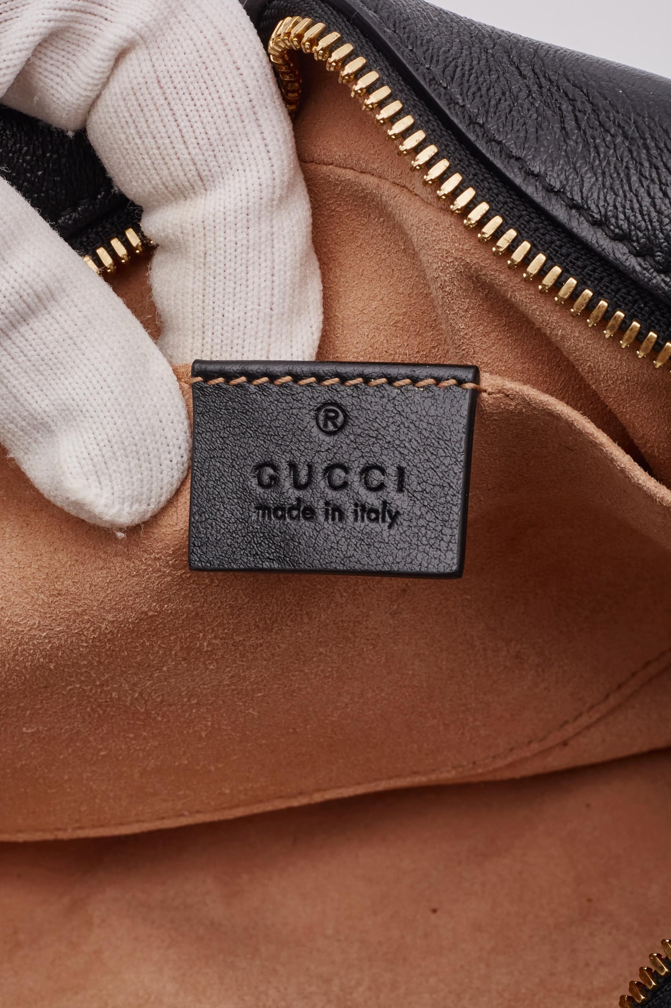 Gucci Monogram Small GG Marmont Shoulder Bag Beige Black For Sale 6