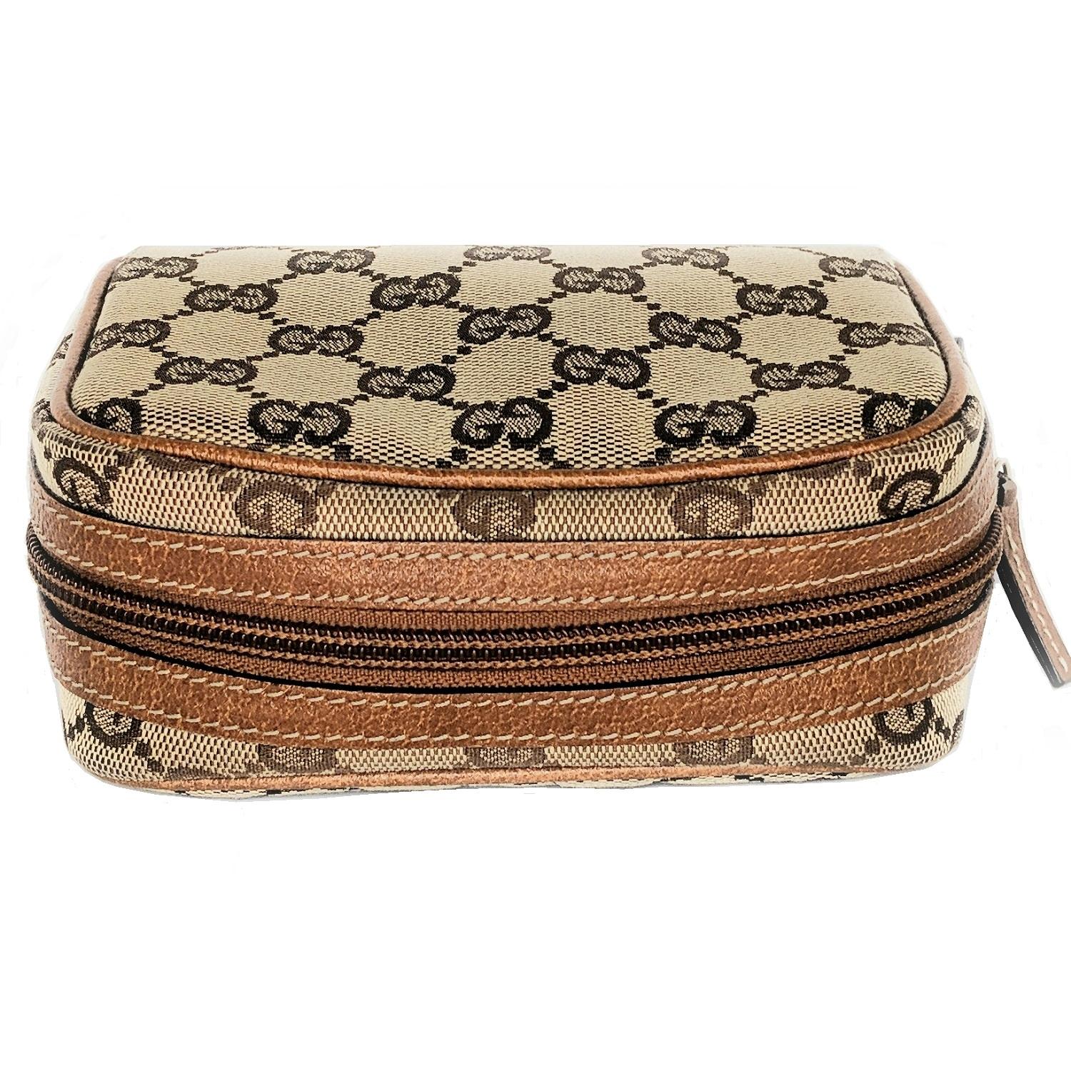 Gucci Monogram Small Horsebit Nail Cosmetic Case In Good Condition In Scottsdale, AZ